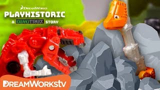 Dinotrux Skya and Dozer Trapped in a Rockslide  Dinotrux Presents PLAYHISTORIC [upl. by Sirroned407]