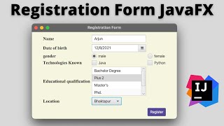 Registration form using JavaFx and Intellij [upl. by Alleynad]