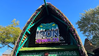 Iron Gwazi Back Row POV Busch Gardens Tampa ELITE RMC Hybrid Coaster [upl. by Ibbed73]