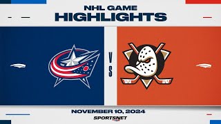 NHL Highlights  Blue Jackets vs Ducks  November 10 2024 [upl. by Ardaed]