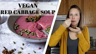 Healthy Red Cabbage Soup Recipe dairy free vegan wfpb [upl. by Kaya]