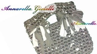 Tutorial  Borsa in fettuccia alluncinetto  Facile [upl. by Ameg80]