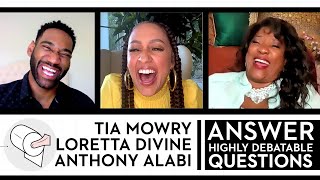 Tia Mowry Loretta Devine amp Anthony Alabi of Family Reunion Answer Impossible Questions  GH [upl. by Bessie139]