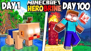 I Survived 100 Days as HEROBRINE in Minecraft 🤯 [upl. by Atinev60]