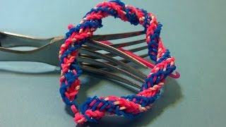 Double Cross Spiral Twist bracelet With TWO FORKS Without Loom Very Easy DIY [upl. by Kareem]