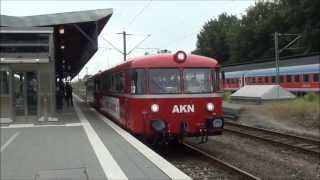 AKN Triebwagen VT 3 08 und VT 3 09 und DB 112 und EVB 410 03 auf Flensburger Bahnhof am 137 2013 [upl. by Christis]