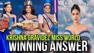 Winning Answer  Miss World Philippines 2024 Krishna Gravidez  Baguio [upl. by Gaspar267]