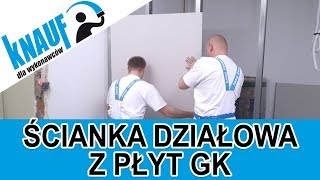 Montaż ścianki działowej z płyt gipsowokartonowych w systemie W111  Knauf [upl. by Prunella]