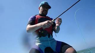 The Flying Fisherman Paddle Board Fishing for Bass on the Fly Shell Island 2023 [upl. by Chaker]