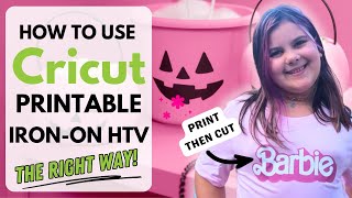 Cricut Printable IronOn Heat Transfer Vinyl Tutorial  DIY Barbie TShirt [upl. by Amek155]