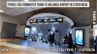 How to travel to Arlanda Airport from TCentralen with Pendeltåg Commuter train Stockholm Sweden [upl. by Arammat]