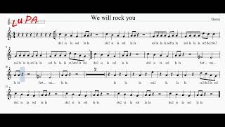 We Will Rock You Queen  Flauto dolce  Note  Spartito  Karaoke  Canto  Instrumental  Musica [upl. by Vani]