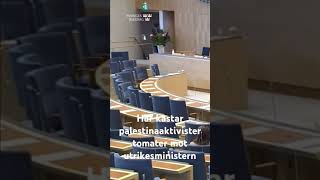 Palestinaaktivister kastar tomater mot utrikesministern [upl. by Theadora]