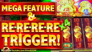 MEGA FEATURE  RE RE RERETRIGGER 4X Fu Dai Lian Lian  PANDA  FREE GAMES  CASINO SLOTS [upl. by Yedorb859]