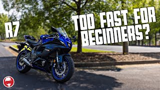 Is the Yamaha R7 a quotbeginner bikequot  R7 as FIRST BIKE [upl. by Nrublim]