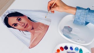 PAINTING Meghan Markle  Royal Wedding Dress [upl. by Annam624]