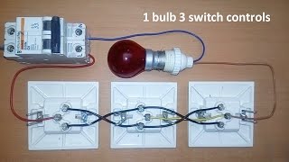 1 bulb 3 switch controls connection  3 way switch wiring [upl. by Adnarim236]