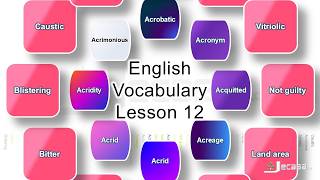 English Vocabulary  Lesson 12  Acrid Acronym Acreage Action Across Act on Acting  Synonyms [upl. by Aerised]