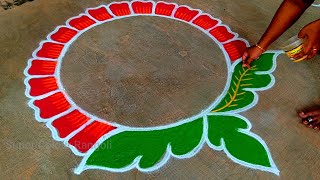 Pongal pot rangoli🌹Sankranthi muggulu🌹bhogi kundala muggulu🌹pongal paanai kolam🌹Super colour rangoli [upl. by Onibag]