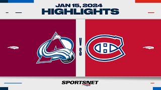 NHL Highlights  Avalanche vs Canadiens  January 15 2024 [upl. by Nonaihr]