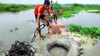 Undeliverable Underground Fishing Techinque Monster Catfish Catch River Big Hole💞A Chicken Fishing [upl. by Rawley864]