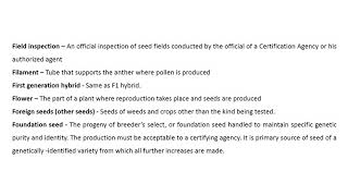 Seed technology terminologies [upl. by Ragouzis672]