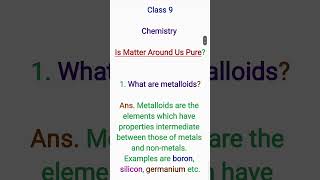 What are metalloids Class 9 Chemistry Cbse Exam [upl. by Idieh]