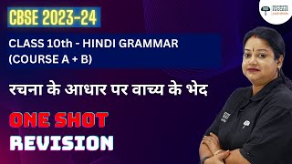 Class 10 Hindi Grammar Course AB  Rachna Ke Aadhar Par Vakya Ke Bhed  One Shot Revision 202334 [upl. by Uphemia]