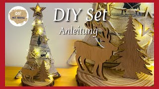 Anleitung DIYSet Deko Weihnachtsbaum selber machen nähen Weihnachtsdeko mit Holzscheibe [upl. by Mailand]