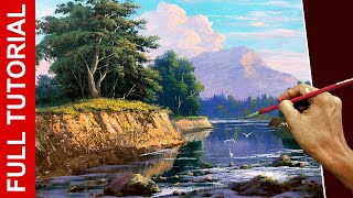 Tutorial  Acrylic Landscape Painting  Sunset River  JMLisondra [upl. by Boatwright]