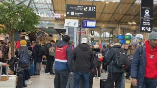 Cancelled Eurostar trains passengers at Gare du Nord station in Paris  AFP [upl. by Henrie]