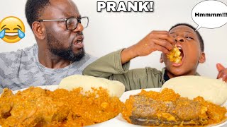 SMACKING TOO MUCH PRANK ON DAD ft FUFU amp EGUSI soup extremely funny [upl. by Jozef716]