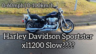 Harley Davidson Sportster 1200 060 mph  0100 kmh Acceleration XL1200T [upl. by Oesile268]