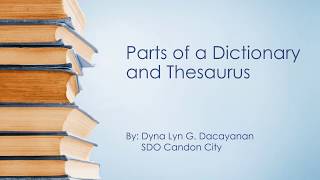 Parts of a Dictionary and Thesaurus [upl. by Itnahsa]