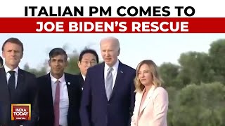 Joe Biden Wanders Off At G7 Summit Pulled Back By Italian PM Giorgia Meloni  India Today News [upl. by Eveam]