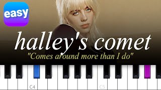 Billie Eilish  Halleys Comet EASY PIANO TUTORIAL with lyrics [upl. by Wun]