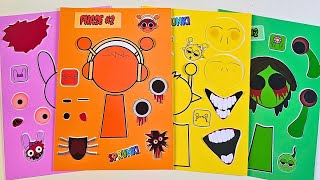 Decorate with Sticker Book SPRUNKI HORROR OREN SIMON VINERIA PINKI  DIY Paper [upl. by Ikkela]