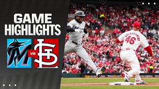 Marlins vs Cardinals Game Highlights 4424  MLB Highlights [upl. by Brinson]