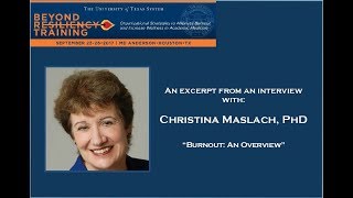 Christina Maslach PhD discusses “Burnout An Overview” [upl. by Akenahs725]