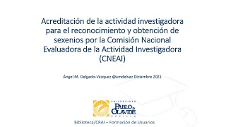 Sexenios de investigación CNEAI UPO 2021 Parte 1 [upl. by Nnov]