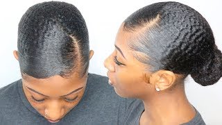 TYPE 4 Natural Hair Doesnt Sleek Down WATCH THIS  SLEEK LOW BUN TUTORIAL [upl. by Ikoek]