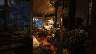 Sleep in a Cozy Snowy Cabin  Winter Ambience with Crackling Fireplace Sounds and Relaxing Snow [upl. by Narba249]