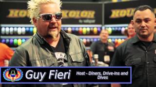 Food Network Chef Guy Fieri Launches His Own House Of Kolor Custom Mix At SEMA 2015 [upl. by Barthel]