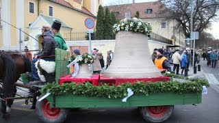 Győr H bencés templom új harangjai 1  a harangok érkezése  6 neue glocken  new bells [upl. by Aeduj]