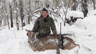 Big Snow Huge Doe  2024 Alberta Whitetail Hunting [upl. by Sorrows361]