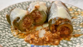 Greek Stuffed Courgettes zucchini wRice amp Egg Lemon Sauce  Γεμιστά Κολοκύθια με ρύζι ampΑυγολέμονο [upl. by Buonomo299]