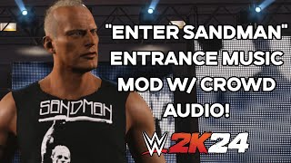 WWE 2K24  quotEnter Sandmanquot Mod with Crowd Audio Links in Description [upl. by Noynek]