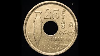 25 Pesetas Melilla Spain Coin 1997 [upl. by Urial]