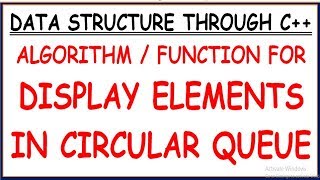 ALGORITHM FOR DISPLAY ELEMENTS IN CIRCULAR QUEUE  DISPLAY ELEMENTS IN CIRCULAR QUEUE [upl. by Susumu]