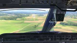 Embraer Legacy 650  DAHOI  Air Hamburg  landing at Zürich ZRH airport  nice cockpit view [upl. by Norrej]